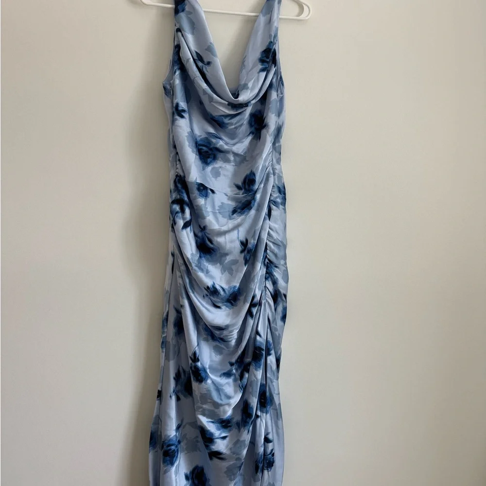Abercrombie & Fitch Blue Cowl Neck Draped Maxi Dress NWT